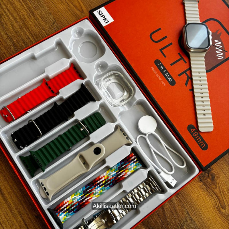 SIPKI Ultra 49mm 7 in 1 Set Hediyelik Unisex Akıllı Saat